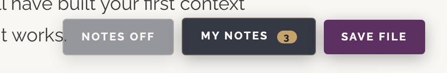 The control bar showing Notes Off, My Notes with a count of three, and Save File